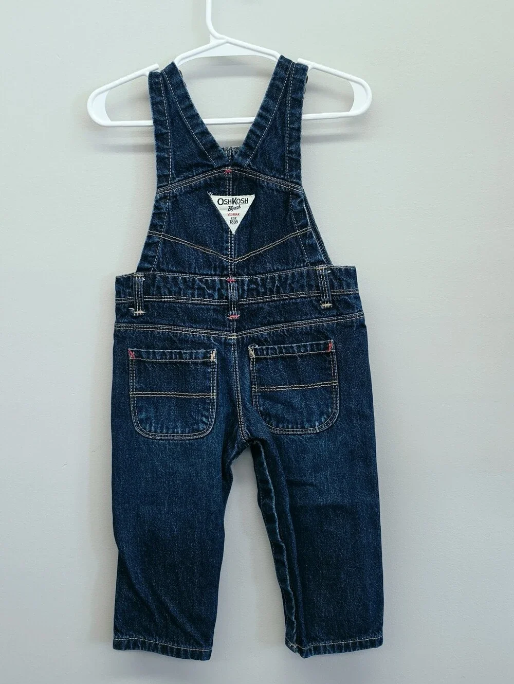 OshKosh B’gosh Girls 12M Denim Overalls Embroidered Hearts Pink